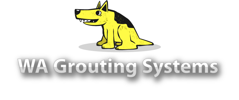 WA Grouting Systems logo with yellow dog mascot