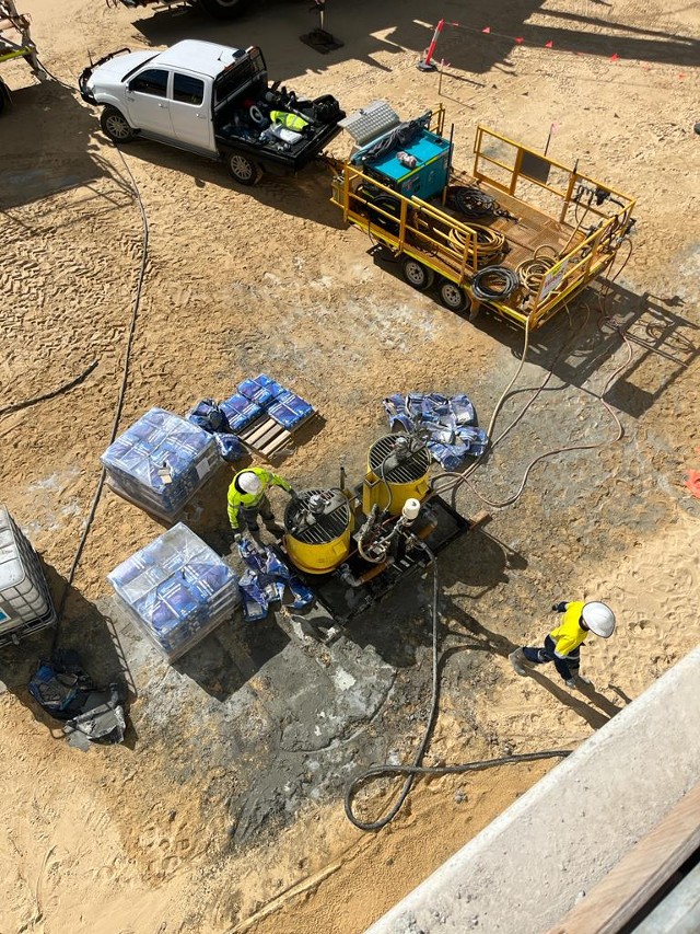 Arial view of the WA Grouting Systems grout pump hire and contracting service on-site in the Great Southern Region