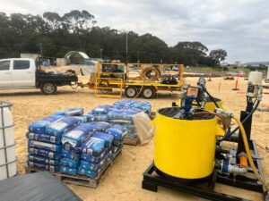 WA Grouting Systems on-site in the Great Southern Region of WA providing grout pump contracting services